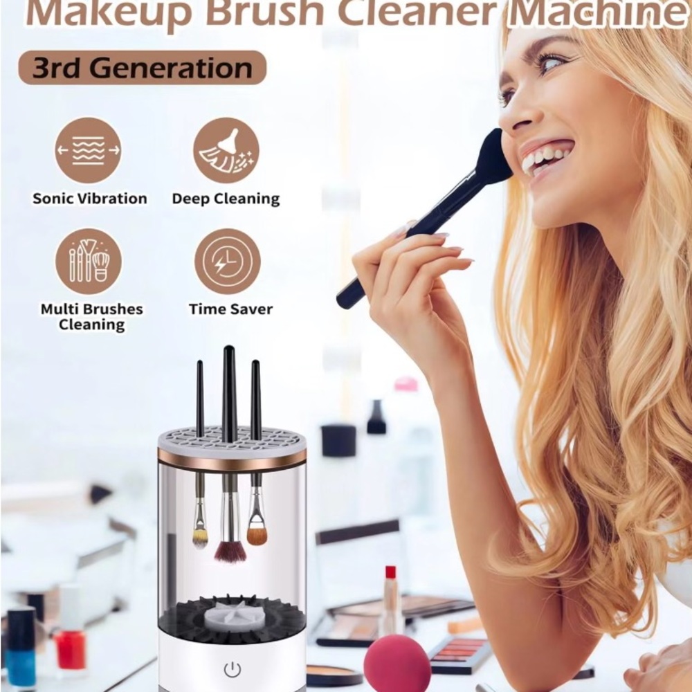 Electric Makeup Brush Cleaner Machine with Cleaning Pad